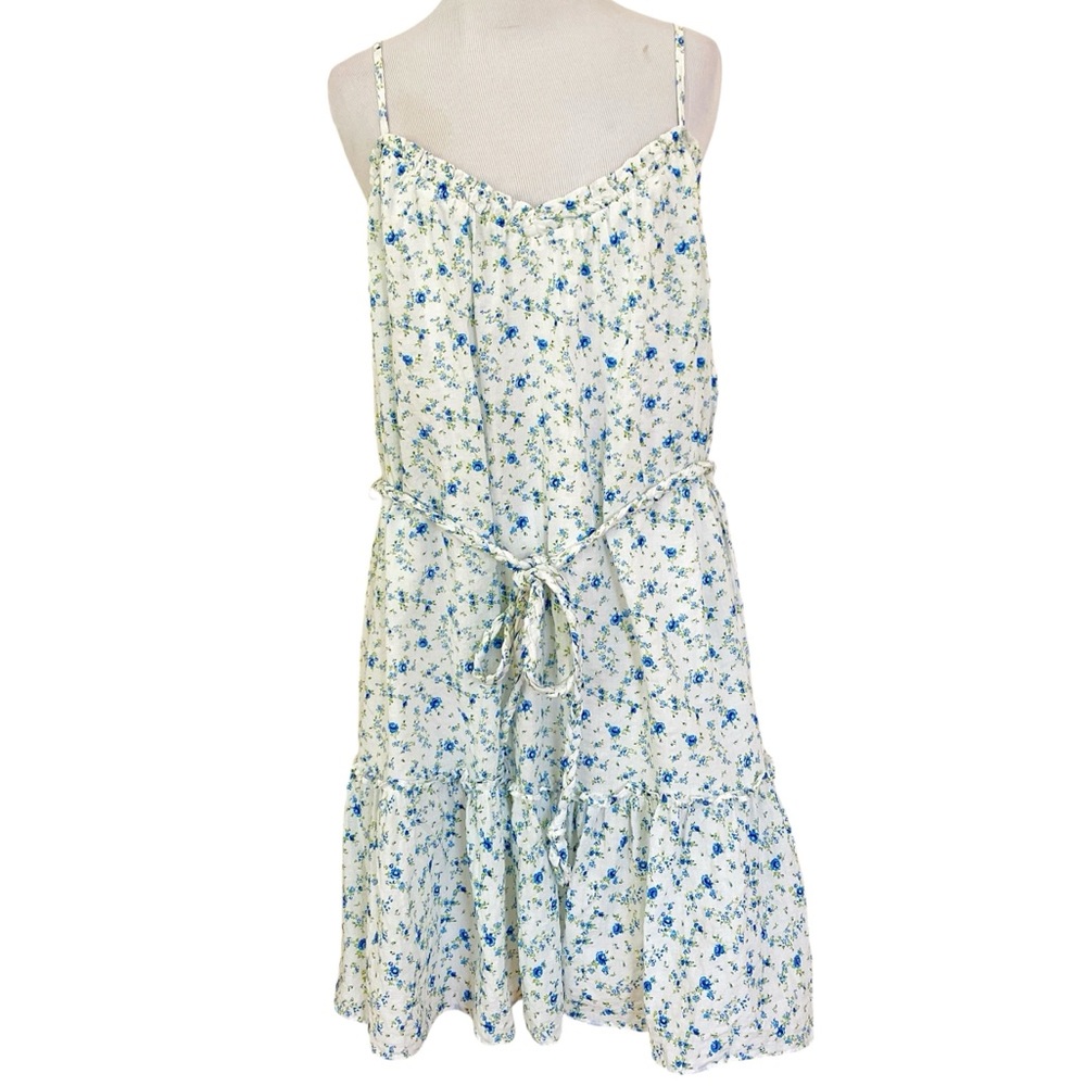 Lulus White Blue Floral Dress XL Mini Dress Summer Spring Casual Cottagecore